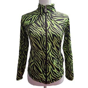 CHRISTINE ALEXANDER Green and Black Zebra Print ATHLETIC SCENE Y2K